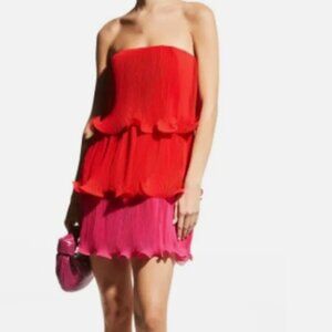 Milly Sylvie Pleated Strapless Chiffon Dress Size 12 New w/out Tags